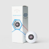 Roze en zwart, naam en Initiaal met pooldots Golfballen (Verpakking)