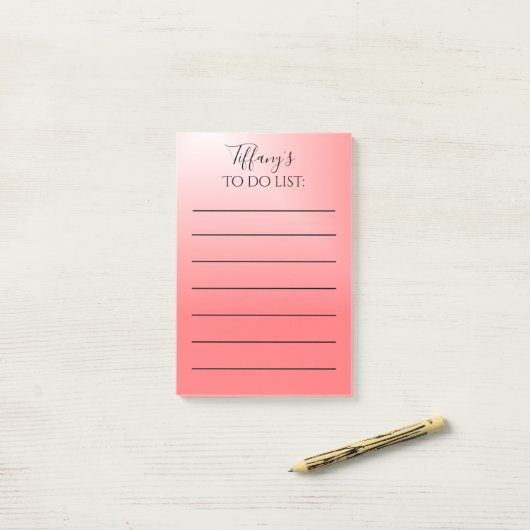  roze en zwart ombre te doen lijst post-it® notes (Op bureau)