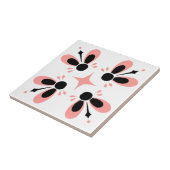 Roze en zwart op wit gecompliceerd Floral patroon Tegeltje (Zijkant)