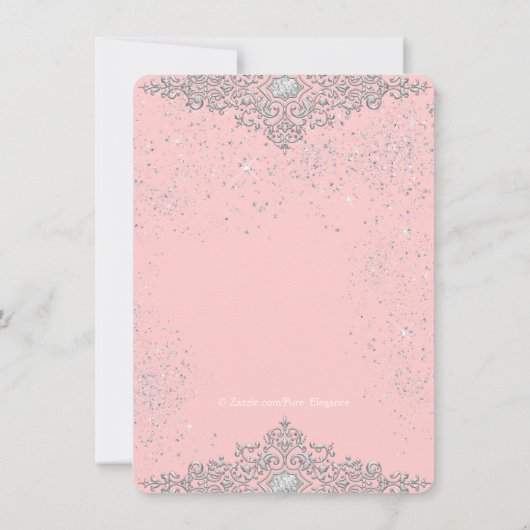 Roze en zwart Parijs Masquerade Party Kaart (Achterkant)