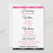 Roze en Zwart Plaid Baby shower Invitation Kaart (Achterkant)