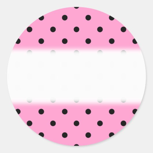 Roze en zwart Polka Dot Patroon. Ronde Sticker (Voorkant)