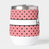 Roze en Zwart Polka Dot White Bow gepersonaliseerd (Voorkant)