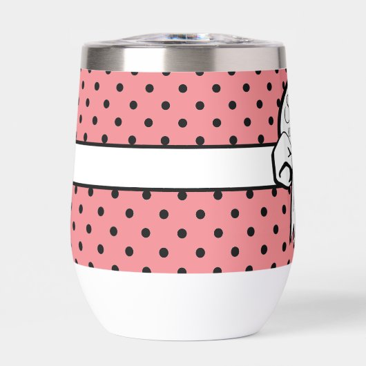 Roze en Zwart Polka Dot White Bow gepersonaliseerd (Voorkant)