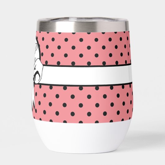 Roze en Zwart Polka Dot White Bow gepersonaliseerd (Achterkant)