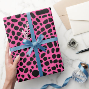 Roze en zwart psychedelisch organisch huidpatroon cadeaupapier
