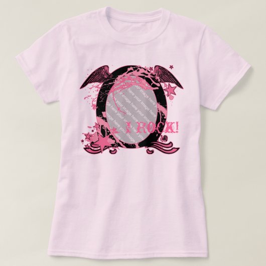 roze en zwart Rocker Photo T-shirt (Design voorkant)