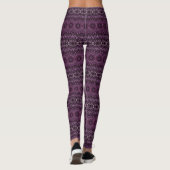 Roze en zwart Roos Mandala met bloemengeometrie Leggings (Achterkant)