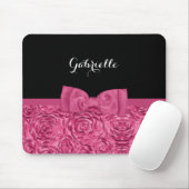  roze en zwart Roos patroon met naam Muismat (Met muis)