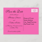 Roze en Zwart Save the Date Briefkaart (Achterkant)