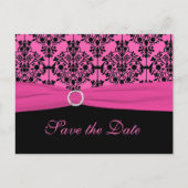 Roze en Zwart Save the Date Briefkaart (Voorkant)