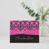 Roze en Zwart Save the Date Briefkaart (Staand voorkant)
