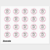 Roze en Zwart Schattige Dank u Circle Sticker (Vel)