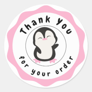 Roze en Zwart Schattige Dank u Circle Sticker