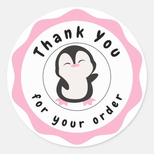 Roze en Zwart Schattige Dank u Circle Sticker (Voorkant)