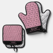 Roze en zwart silhouet Keuken Magiër Ovenwant & Pannenlap Set (Voorkant / Achterkant)