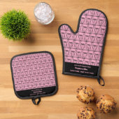 Roze en zwart silhouet Keuken Magiër Ovenwant & Pannenlap Set (Top down)