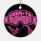 Roze en Zwart Snowboarden Snowboard Kerstmis Keramisch Ornament (Voorkant)