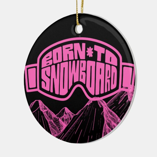 Roze en Zwart Snowboarden Snowboard Kerstmis Keramisch Ornament (Links)