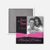 Roze en Zwart sparen de Datum Magnet van de Foto (Voorkant / Achterkant)