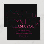 Roze en zwart, stad | Hartelijk dank Bedankkaart (Voorkant / Achterkant)