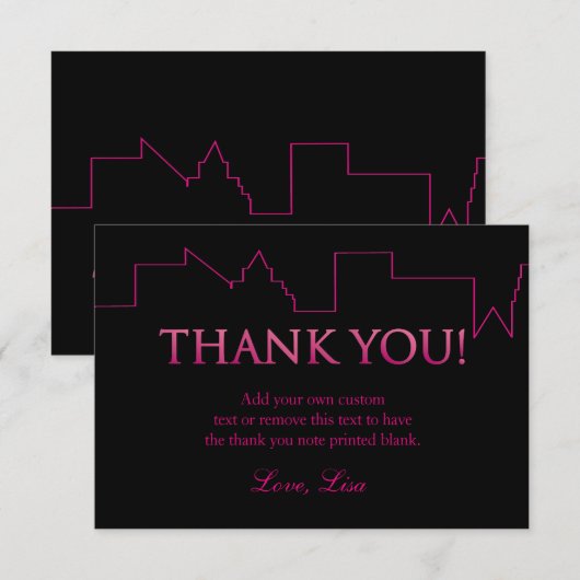 Roze en zwart, stad | Hartelijk dank Bedankkaart (Voorkant / Achterkant)