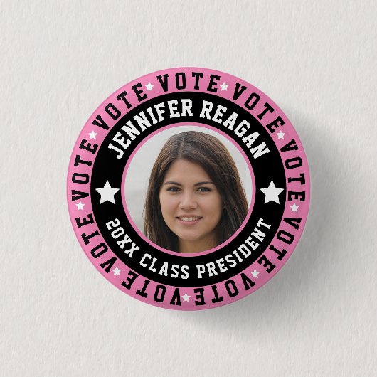 Roze en zwart Student Body Campaign Ronde Button 3,2 Cm (Voorkant)