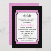  Roze en Zwart Sweet 16 Verjaardagsuitnodiging Kaart (Voorkant / Achterkant)