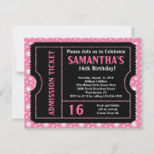 Roze en zwart ticket, Sweet 16 of Any Age Kaart (Voorkant)