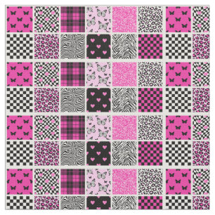 Roze en Zwart Trendy Boho Stipped Print Stof