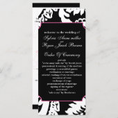 roze en zwart Trouwprogramma Programmakaart (Voorkant / Achterkant)