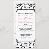 roze en zwart Trouwprogramma Programmakaart (Voorkant / Achterkant)