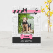 Roze en zwart van de Dog Moederdag Foto Kaart (Gele Bloem)
