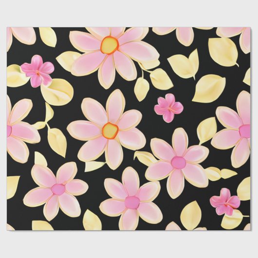 Roze en zwart ventilatorpatroon cadeaupapier (Vlak)