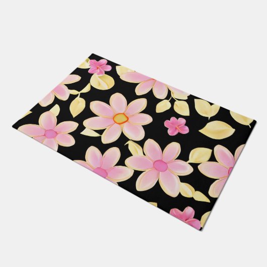 Roze en zwart ventilatorpatroon deurmat (Schuin)