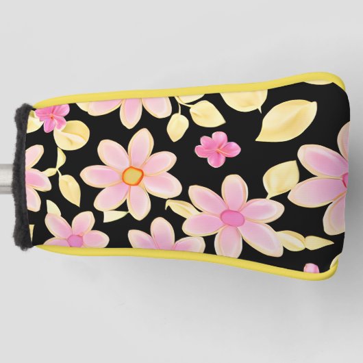 Roze en zwart ventilatorpatroon golfheadcover (Voorkant)