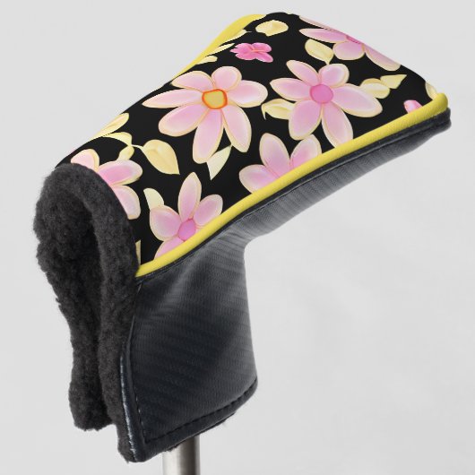 Roze en zwart ventilatorpatroon golfheadcover (3/4 voorkant)