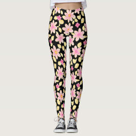 Roze en zwart ventilatorpatroon leggings