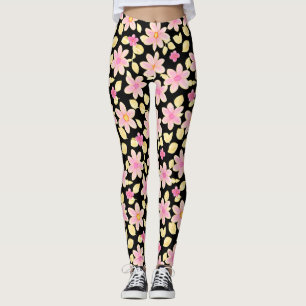 Roze en zwart ventilatorpatroon leggings