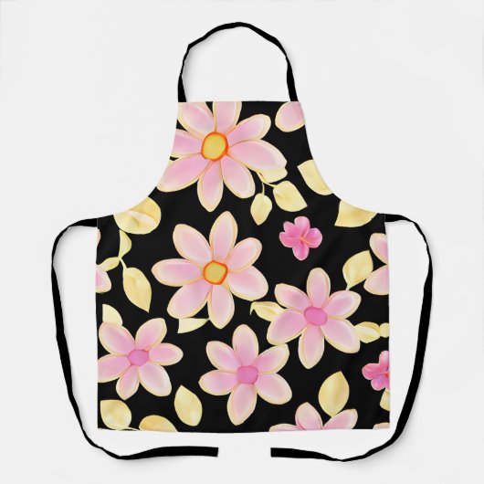 Roze en zwart ventilatorpatroon schort (Voorkant)