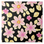 Roze en zwart ventilatorpatroon tegeltje (Voorkant)