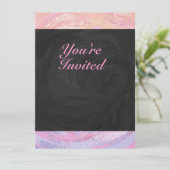Roze en Zwart Verjaardagsfeestuitnodiging Kaart (Staand voorkant)