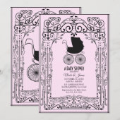 Roze en zwart  vervoerdeco-Baby shower in Kaart (Voorkant / Achterkant)