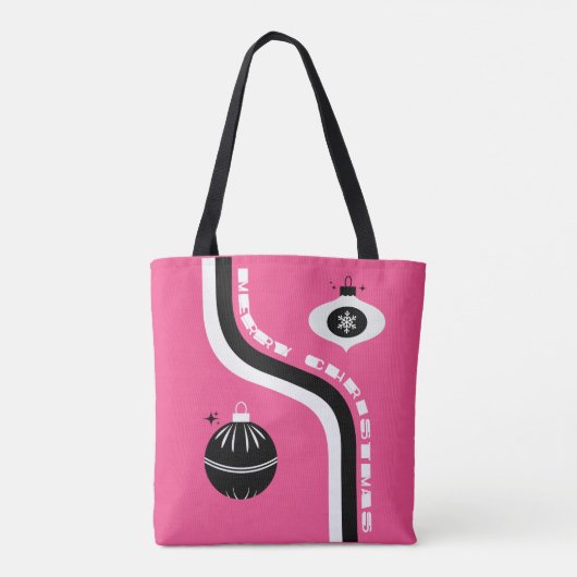 Roze en Zwart Vrolijk Kerstmis Vrouwen Canvas tas (Achterkant)