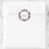roze en zwart waslabel voor bakkerij ronde sticker (Tas)