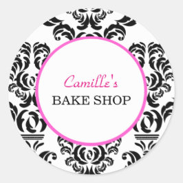  roze en zwart waslabel voor bakkerij ronde sticker
