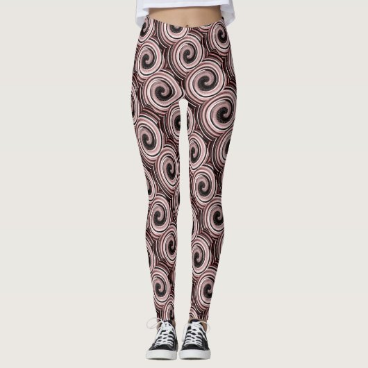 Roze en zwart wervelt moderne hedendaagse leggings (Voorkant)