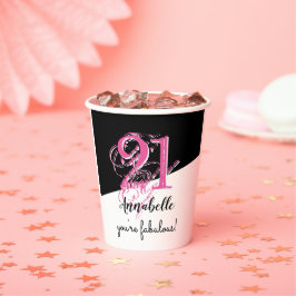 roze en zwarte 21e verjaardag papieren bekers
