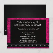 Roze en zwarte 21ste verjaardag kaart (Voorkant / Achterkant)