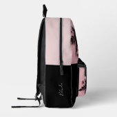 Roze en zwarte 3D Rozen Bedrukte Rugzak (Links)